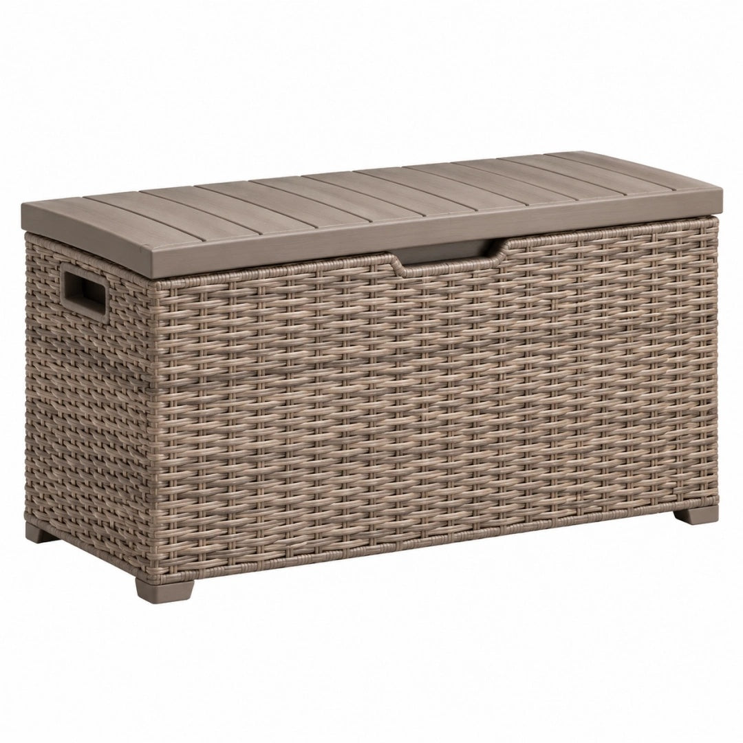 Garten-Auflagenbox 120 x 50 x 60 cm Polyrattan Taupe mit Deckel