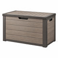 Aufbewahrungsbox 120 x 65 x 70 cm Kunststoff Braun/Grau Holzoptik für den Außenbereich