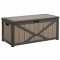 Garten-Aufbewahrungsbox 120 x 60 x 63 cm Kunststoff Taupe Anthrazit Holzoptik mit Deckel