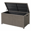 Aufbewahrungsbox 120 x 50 x 60 cm Polyrattan Grau für Garten mit Gasdruckfedern