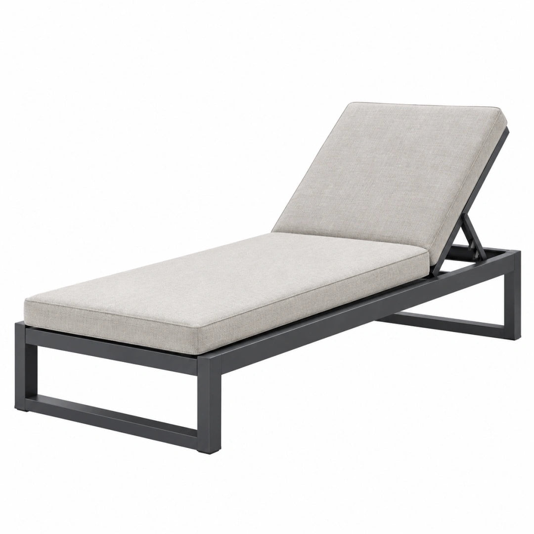 Gartenliege 200 x 65 x 35 cm Aluminium Anthrazit Hellgrau mit verstellbarer Rückenlehne