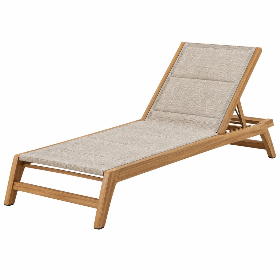 Gartenliege 200 x 70 cm Holz Beige mit verstellbarer Rückenlehne