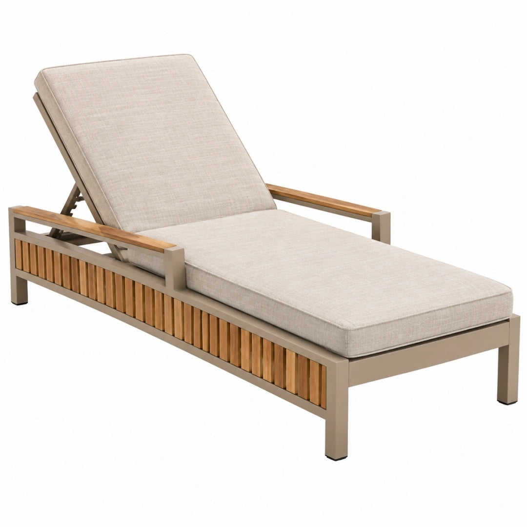 Gartenliege 200 x 70 cm Metall Holz Beige verstellbar