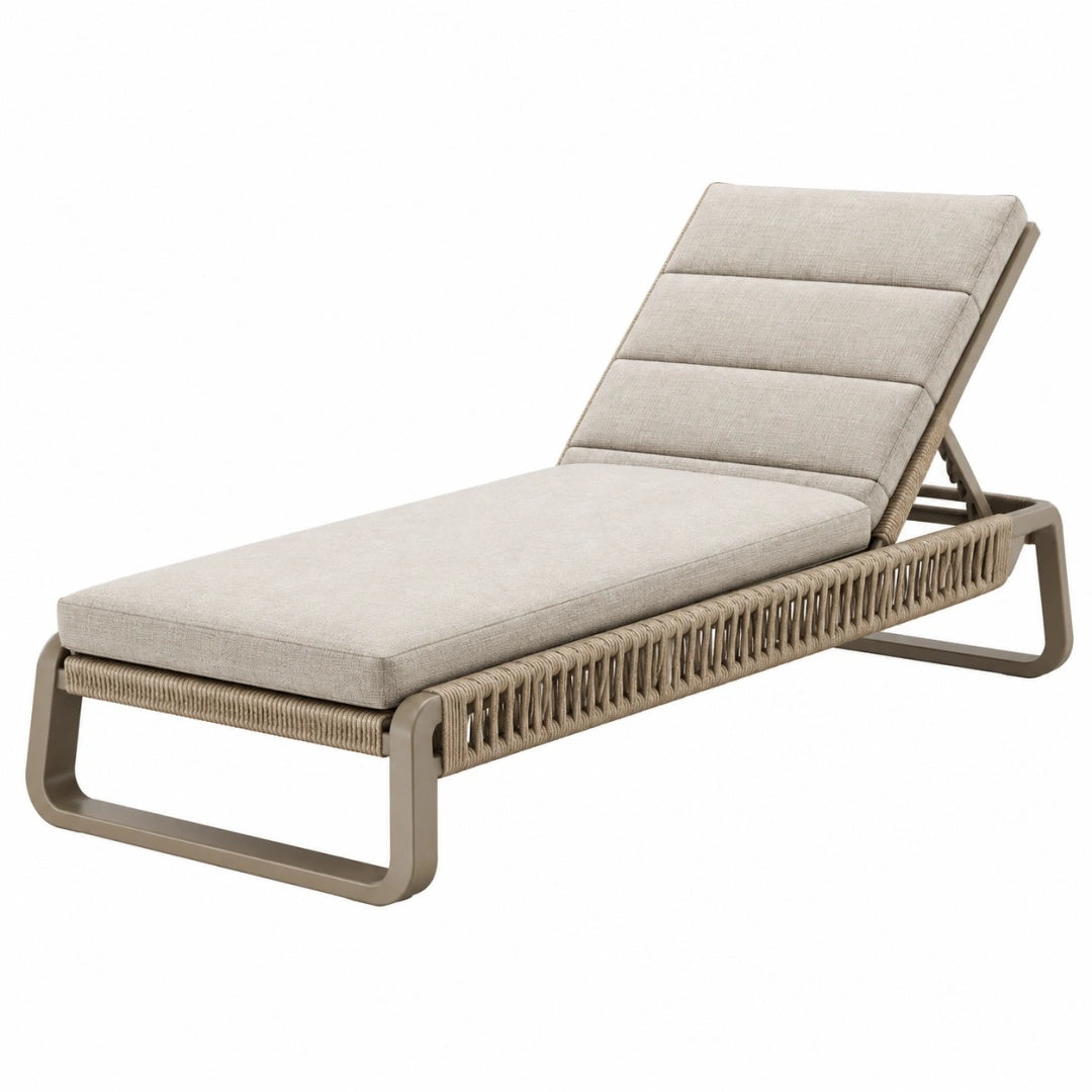 Sonnenliege 200 x 70 cm mit Metallgestell in Beige verstellbar für den Außenbereich