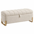 Sitzbank 100 cm 40 cm 45 cm Bouclé Creme mit Stauraum Modern