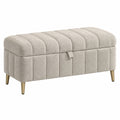 Sitzbank 100 x 40 x 45 cm Bouclé Beige mit Stauraum und Metallfüßen