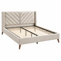 Polsterbett 160 x 200 cm Stoff Beige mit Lattenrost Modern