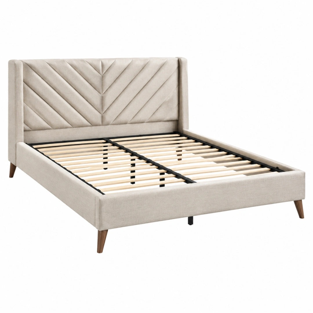 Polsterbett 160 x 200 cm Stoff Beige mit Lattenrost Modern