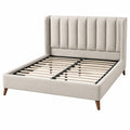 Polsterbett 160 x 200 cm Beige Stoff mit Lattenrost und gepolstertem Kopfteil