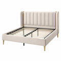 Polsterbett 180 x 200 cm Beige mit Lattenrost und gepolstertem Kopfteil